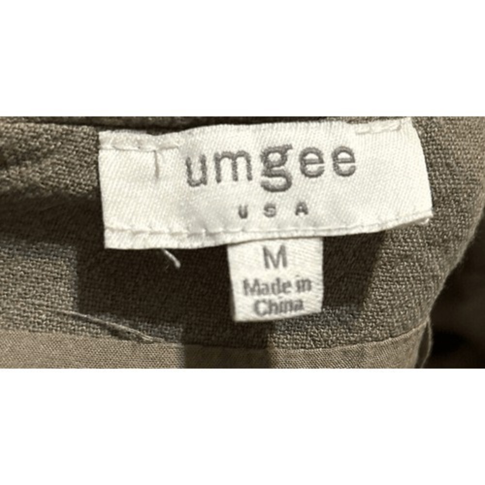 Umgee Womens embroidered‎ linen khaki green skirt with lining SZ M - Picture 6 of 6